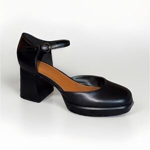 Marc Fisher Womens Black 1" Platform Daffy Toe Block Heel Pumps Shoes 7.5 M